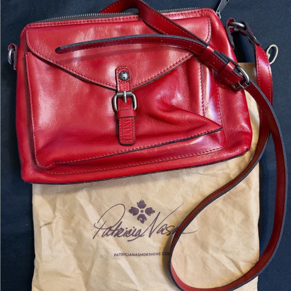 Patricia Nash Crimson Leather Crossbody Bag